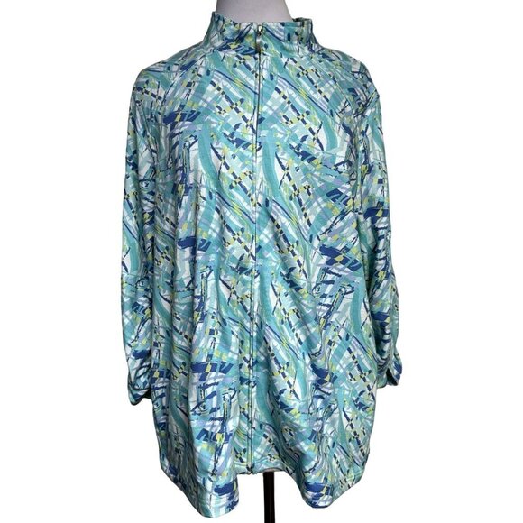 Breckenridge Woman Zip Front Sweatshirt Jacket Top Sz 2X PLUS Cotton Blend Blues - Picture 1 of 6